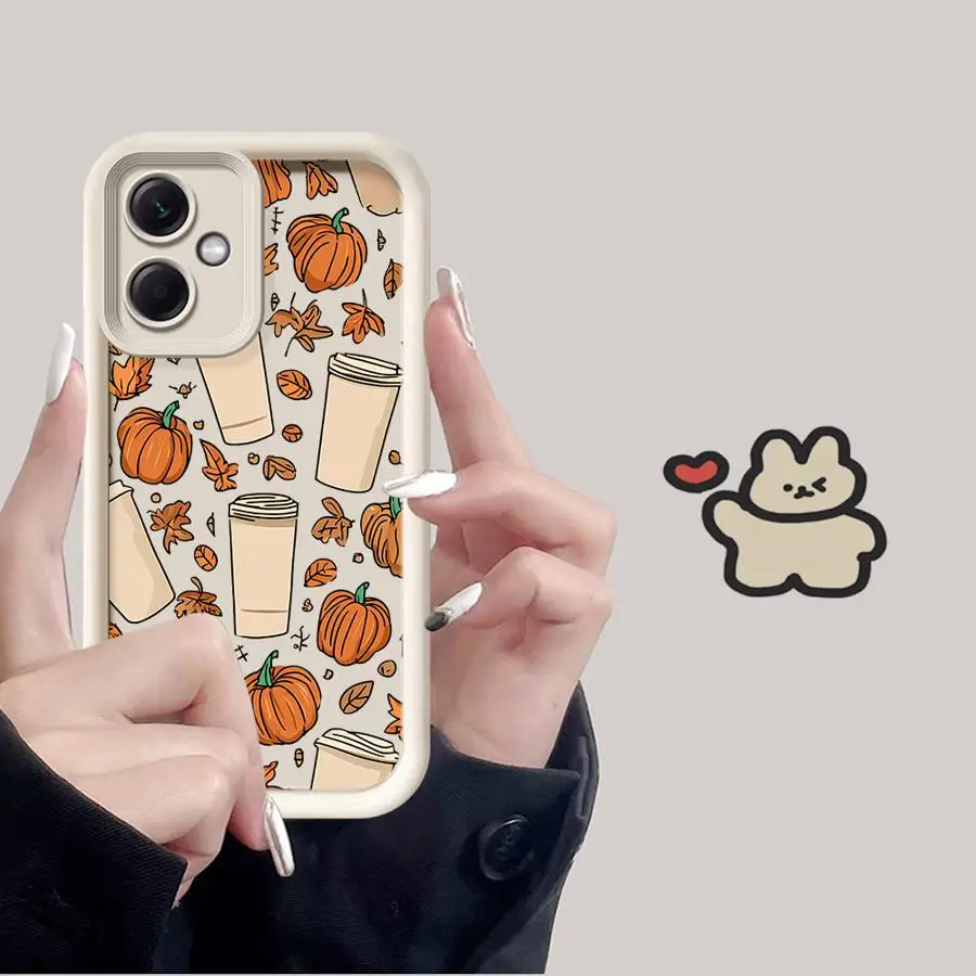 حافظة لهاتف شاومي بوكو X3 NFC C61 C51 X3 Pro C50 كارتون اليقطين مابل ليف