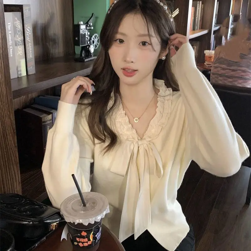 

Long Sleeve Shirts Womens Striped Button Down Tops Slim Fit Preppy Feminine Retro College Style Lantern Sleeves Minimalist Youth