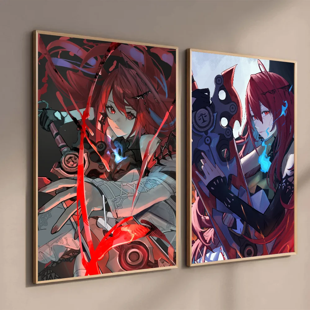 Póster autoadhesivo de Elizabeth Rose Bloodflame Hololive, adhesivo de papel impermeable artístico, decoración de pared de cafetería, casa, Bar y habitación, 1 unidad