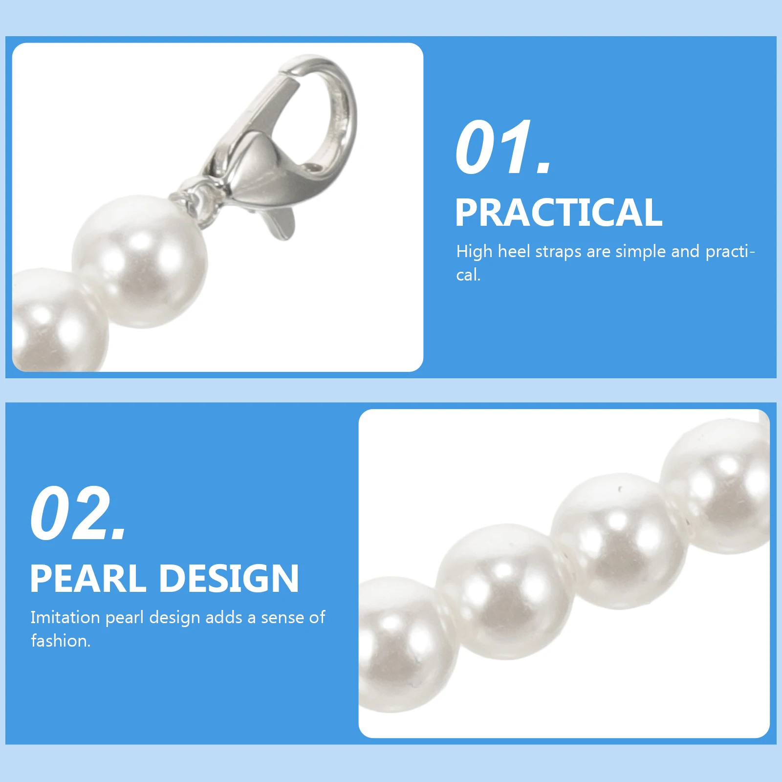 

2Pcs Detachable Ankle Strap for Heels Double Buckle Pearl Straps High Heel Accessories Women Adjustable Anti Slip Sandals Shoe