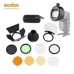 Godox AK-R1 S-R1 Barn Door, Snoot, Color Filter, Reflector, Honeycomb, Diffuser Ball Kits for Godox AD200 H200R V1 Flash Head