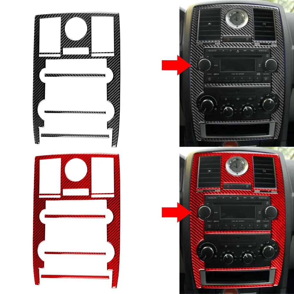 4Pcs Car Center Console Climate Control CD Panel Cover Trim Decoration For Chrysler 300 2005-2010 For models without navigation