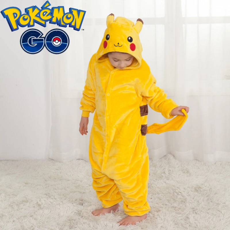 Pokemon Plush Pajamas One-piece Suit Anime Figure Pikachu Creative Cosplay Costume Winter Soft Home Clothes Kids Halloween Gifts