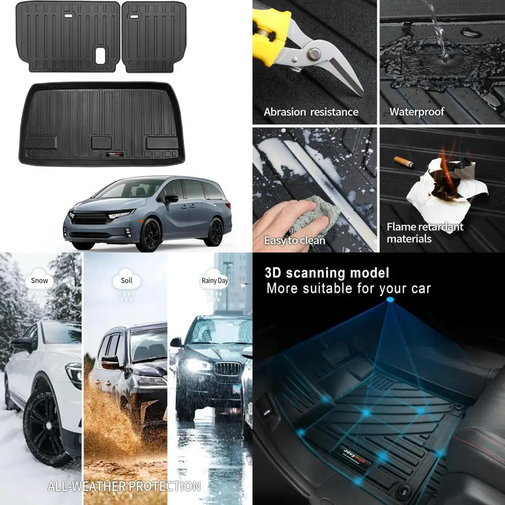 

Custom Cargo Mats for 2018-2024 2025 Honda Odyssey Mini Passenger Van Trunk Liner and Rear Seat Backrest Mat All Weather TPE Rub
