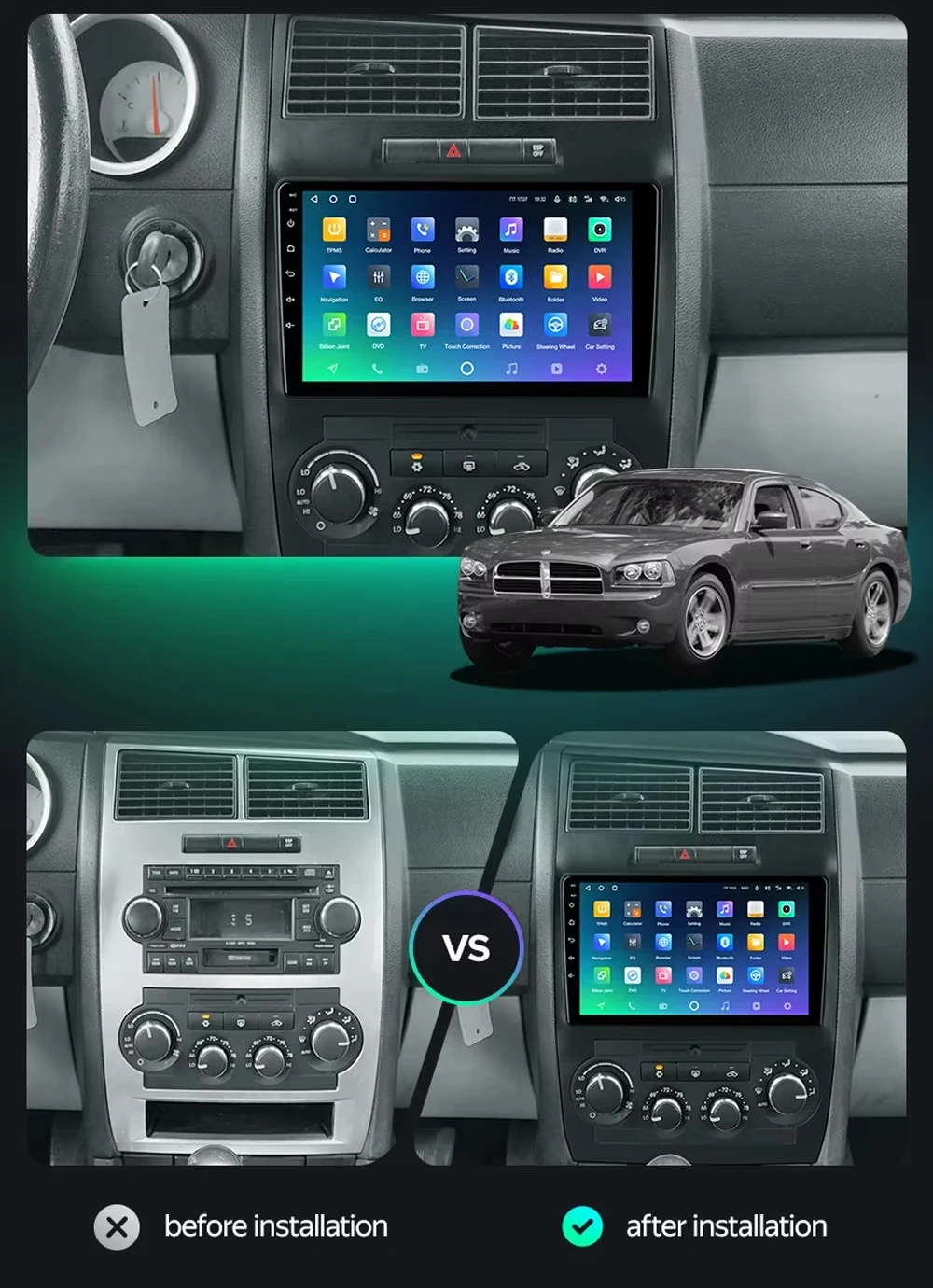 For Dodge Charger LX 2005 - 2010 For Dodge Magnum 2 2003+ Android 16 2K QLED CarPlay Auto Car Radio Multimedia Video Player GPS