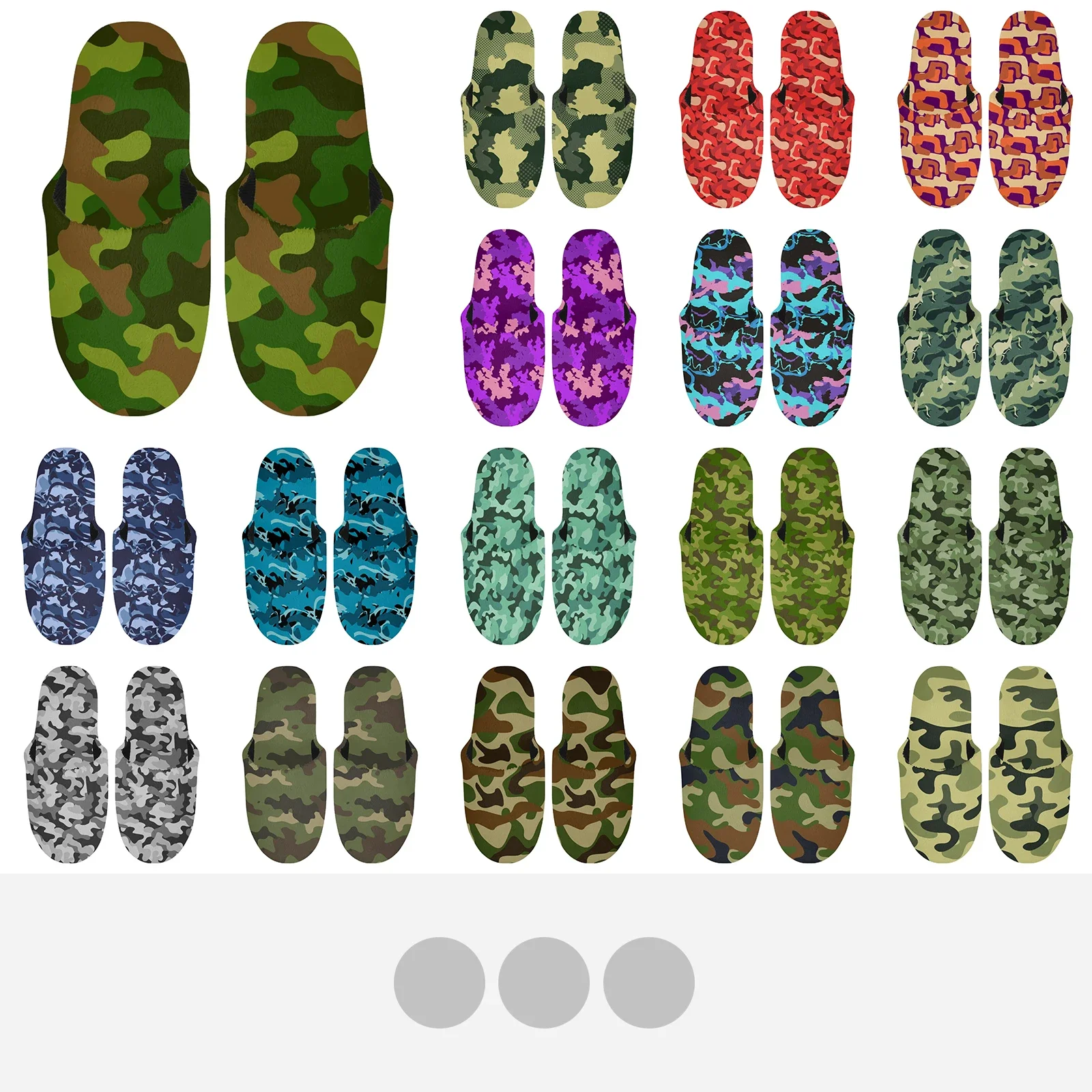 Unisex Soft Plush Cotton Slippers Blue Camouflage Color Scheme Lined With EPE Material Rubber Sole Fit Indoor Household Wear