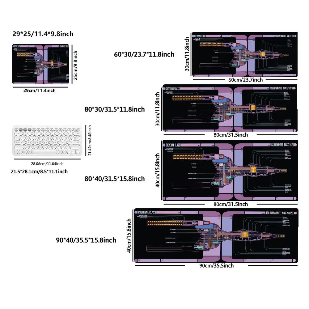 Star Trek Series Large Gaming Mouse Pad Non-Slip Rubber Base Locked Edge Thickened Office and Home Computer Laptop Desk Pads