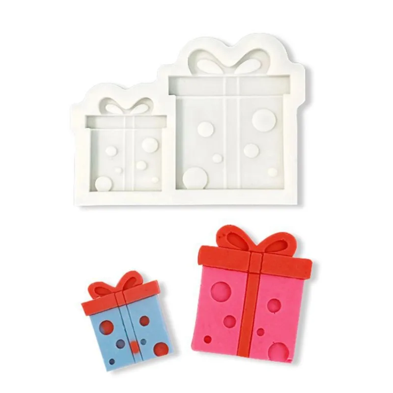

Bow Christmas gift box, chocolate baking mold, aromatherapy plaster decoration, gift box silicone mold