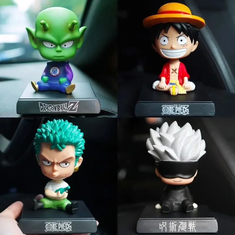 Dragon Ball One Piece Goku Luffy Bobble Head Doll Car Ornaments Car Interior Decoration Cartoon Creativity Toy Birthday Gifts