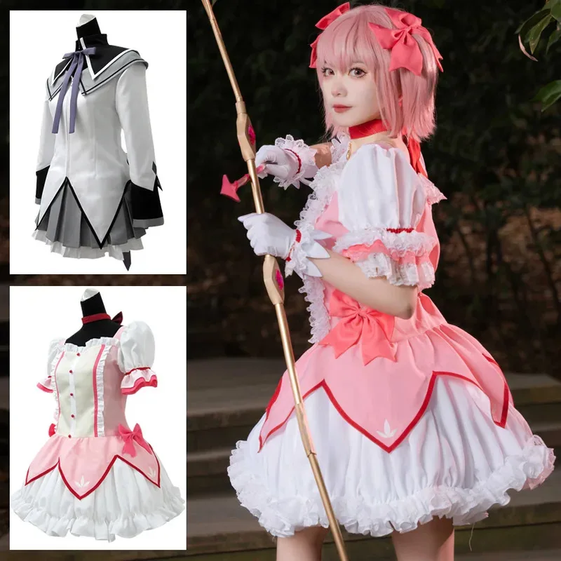 Magical Kaname Madoka Akemi Homura untuk Acara Animasi Gadis Imut dengan Wig Merah Muda Kostum Cosplay Pembantu;3,v'6.f;9,