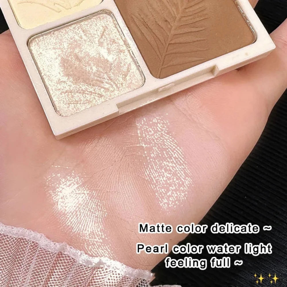 لوحة مكياج هايلايتر للوجه، ظلال عيون غير لامعة تدوم طويلاً، بودرة مستحضرات التجميل اللامعة