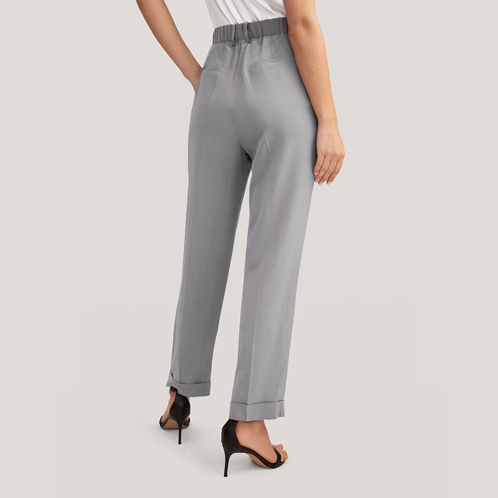 Lilysilk– pantalon en soie pour femmes, décontracté, uni, replié, fuselé, taille haute, ajusté, élastique, court, livraison gratuite