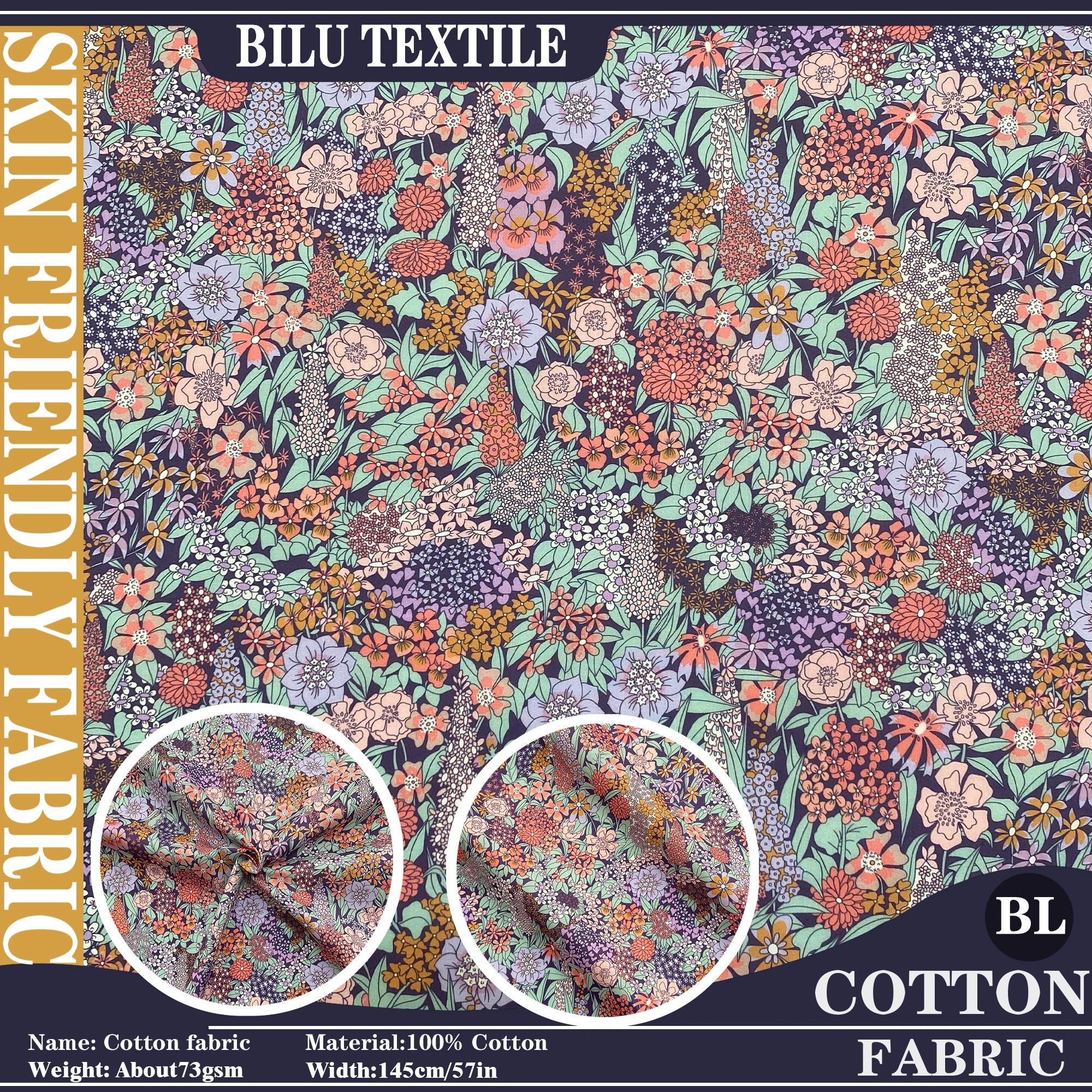 

1/5M 100% cotton Poplin Digital Printing 80S Like Liberty Ciara tana lawn cotton fabric Sewing Dress Clothing Handmade DIY Cloth