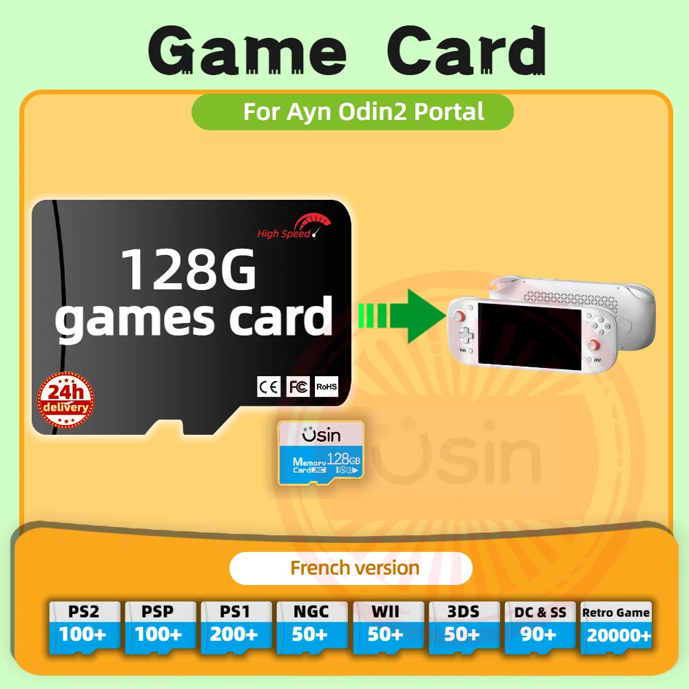 Memory Game Card For Ayn ODIN2 Portal Mini French Version Retro PS2 PSP Games Android Gaming portable Console SD TF H-speed 128G