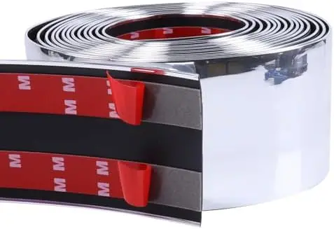 

18FT 2" Chrome Car Trim Molding - Heavy-Duty UV-Protected Auto Body Side & Bumper Trim (Self-Adhesive)