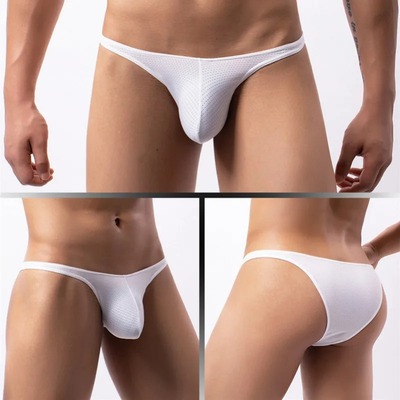 8PCS Sexy Men Briefs Summer Breathable Underwear U Convex Thin Low Waist Men's Underwear Briefs Slip Underpants