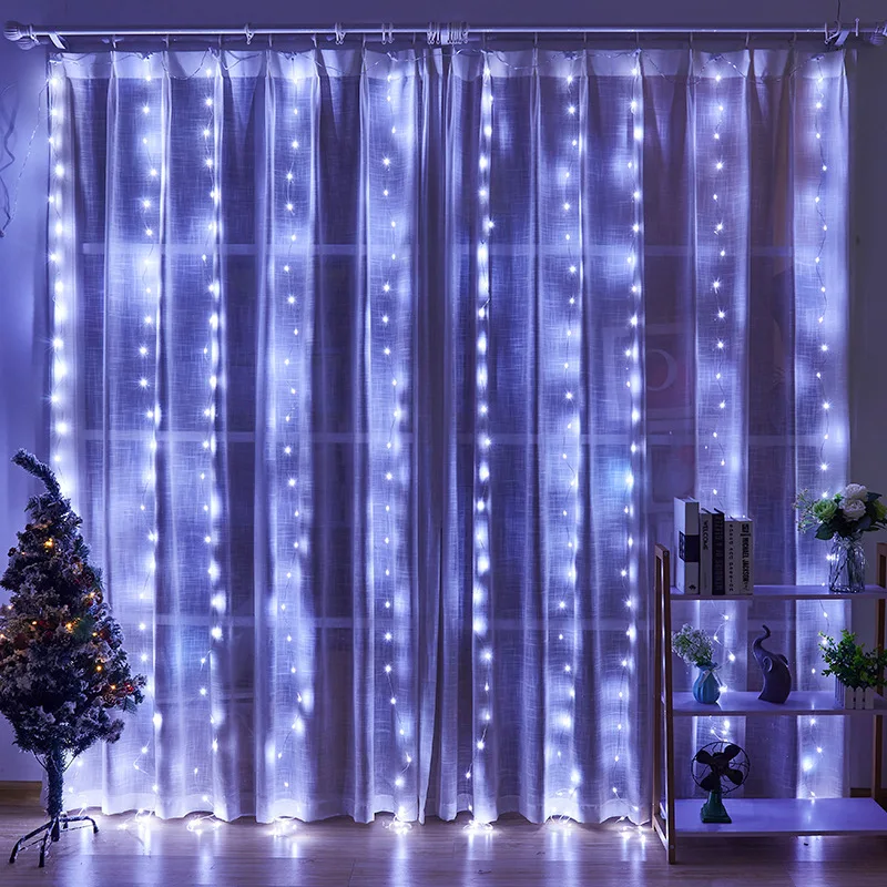 LED Curtain String Lights USB Plug 8 Lighting Modes Indoor Fairy Lights Decor Wedding Party Bedroom Window Wall Night Light
