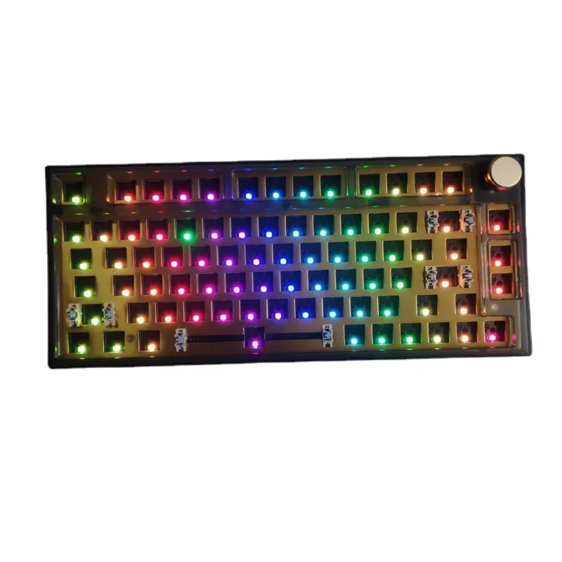 

3 modes 75% bluetooth black Keyboard barebone kit brass plate hotswap RGB 2.4g Wireless Programmable mac gaming keydous nj80ap