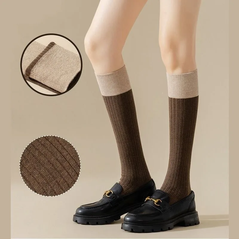 1/6 Pairs الخريف والشتاء موضة المرقعة الرجعية نصف أنبوب سليم الساق العجل الجوارب تبدو ضئيلة تنوعا أحذية بوت قصيرة الجوارب النسائية #3