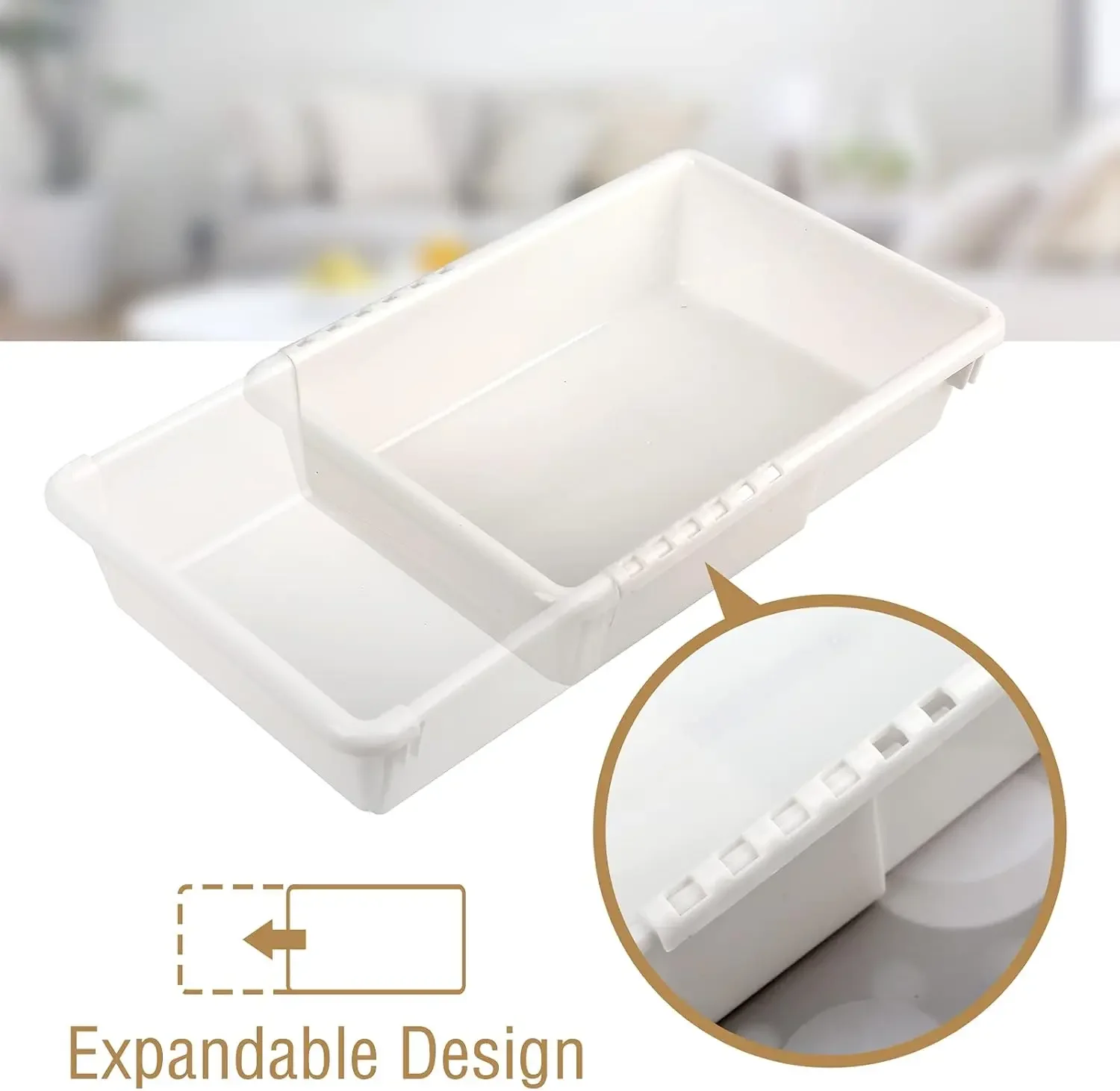 Expandable Drawer Organizer and Storage Bins Set of 10 Plastic Divider Box for Kitchen Makeup Tray Bathroom Office