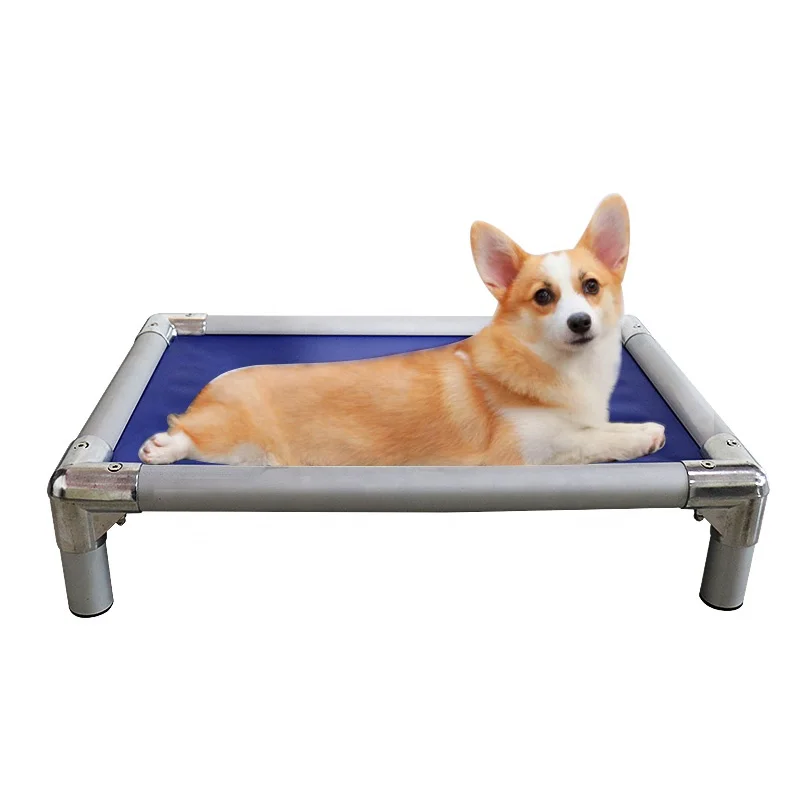 Anti-Chew Elevated Dog Bed Pet Bed Silver Black Anti-Chew Dog Bed Aluminum Frame Size S M L XL
