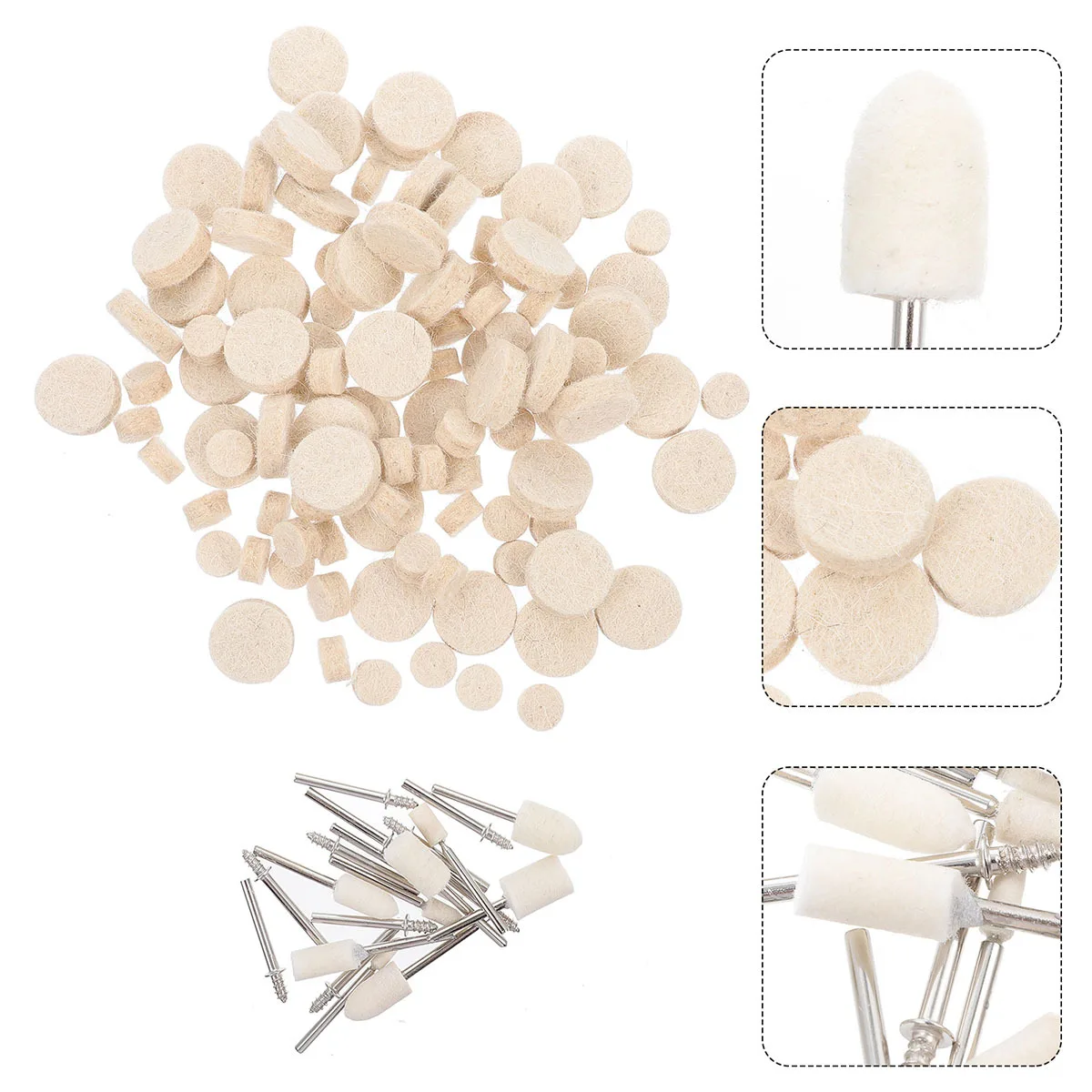 

1Set Wool Buffing Wheels Set Felt Polishing Tools High Efficiency Grinding Supplies for Rotary Tool Metal Plastic Jewelry