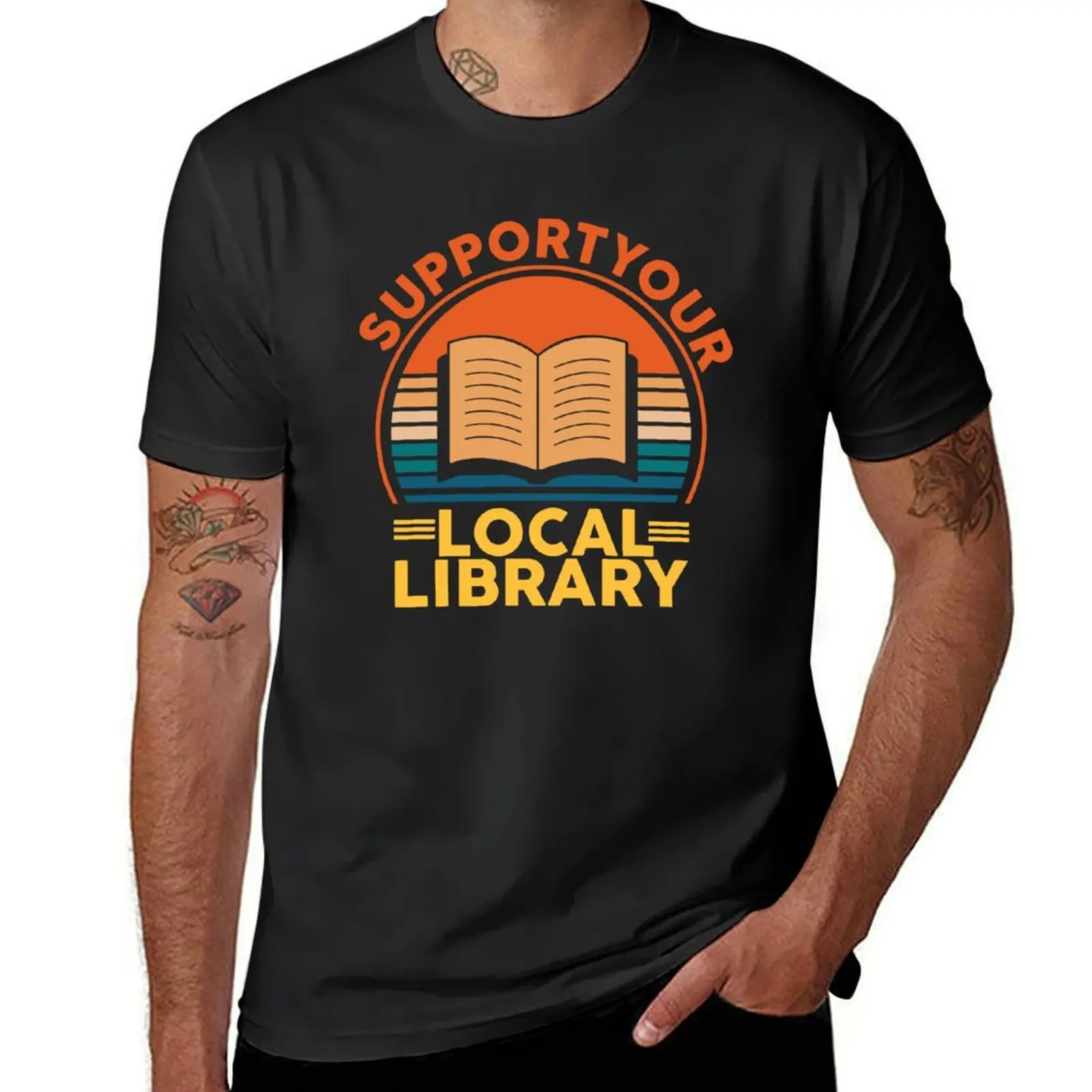 Support your local library vintage T-Shirt cute clothes oversized for a boy funnys men clothes