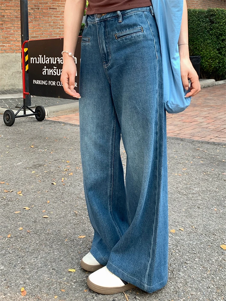 

Облегающие прямые джинсы, женские повседневные брюки небольшого размера с высокой талией, синие длинные брюки, весна-осень Faion от Xija