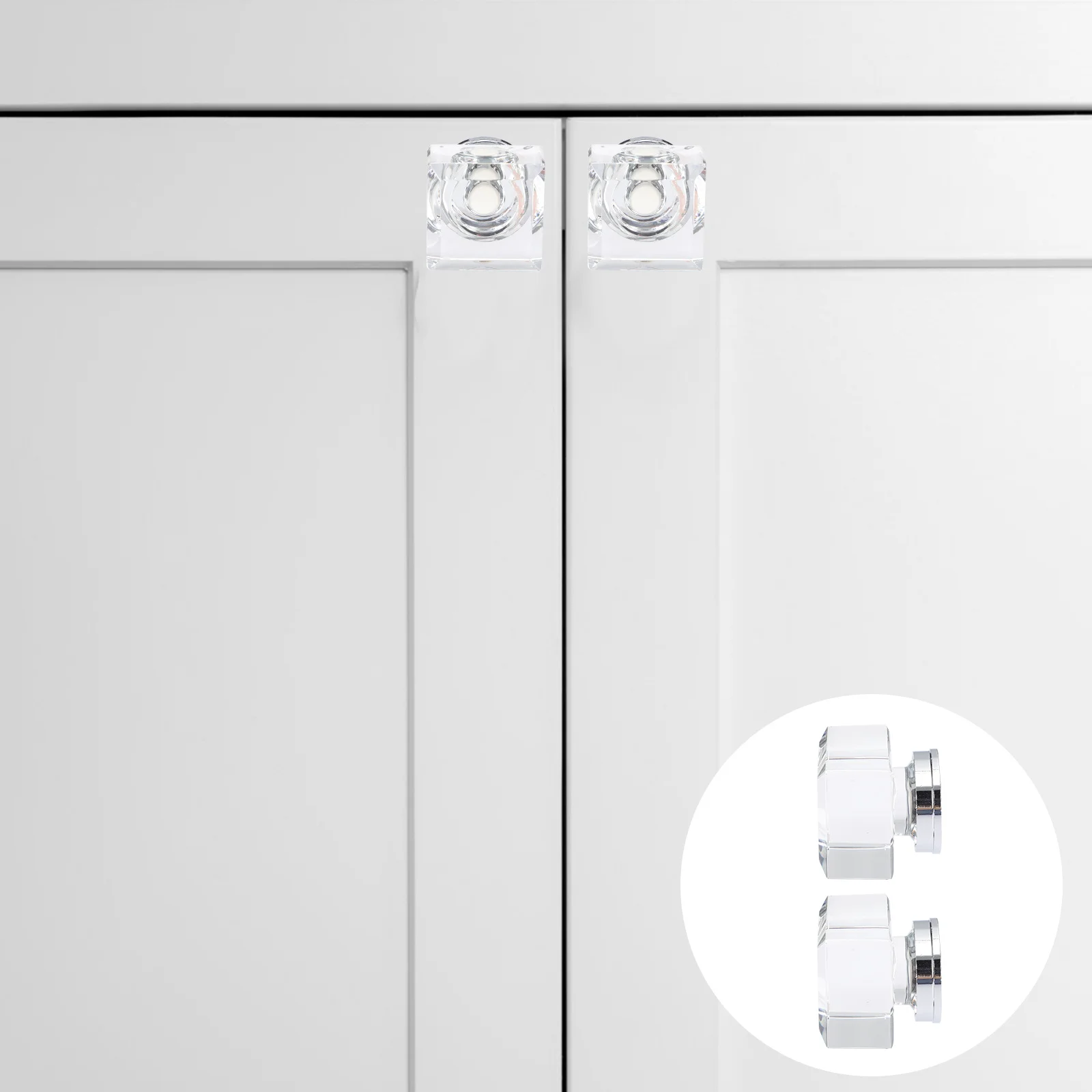 

2pcs Crystal Clear Drawer Knobs Square Dresser Handle Cabinet Pull Door Wardrobe Cupboard Furniture Hardware Accessories