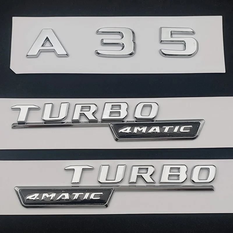 

3d Adhesive Chrome Letters For Car Mercedes A35 AMG W177 Rear Trunk Logo Stickers Fender Badge Turbo 4matic Emblem Accessories