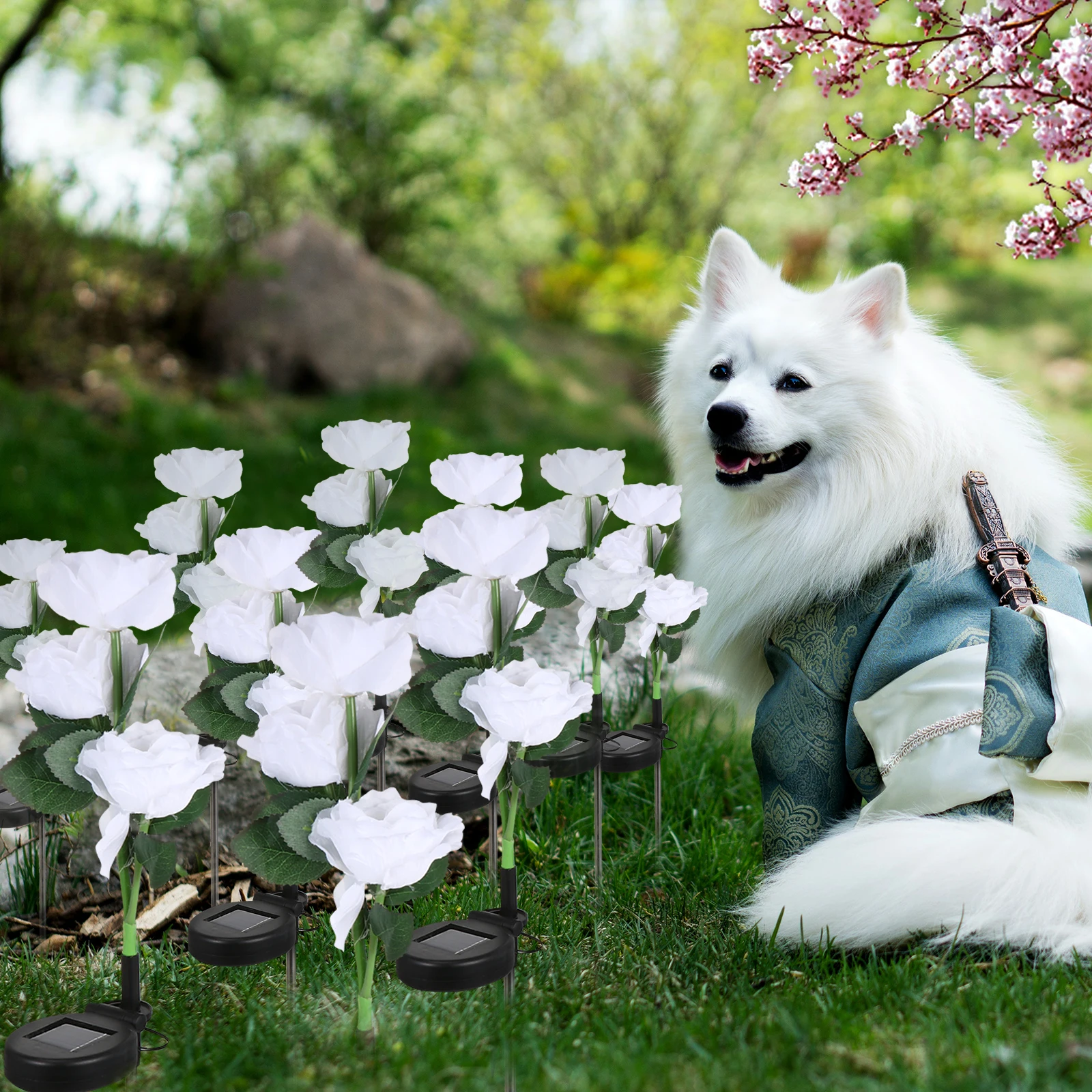 

LED Roses Solar Lighting for Garden Outdoor External Lamps Lights outside Artificial Decorative Flowers Powered Lawn