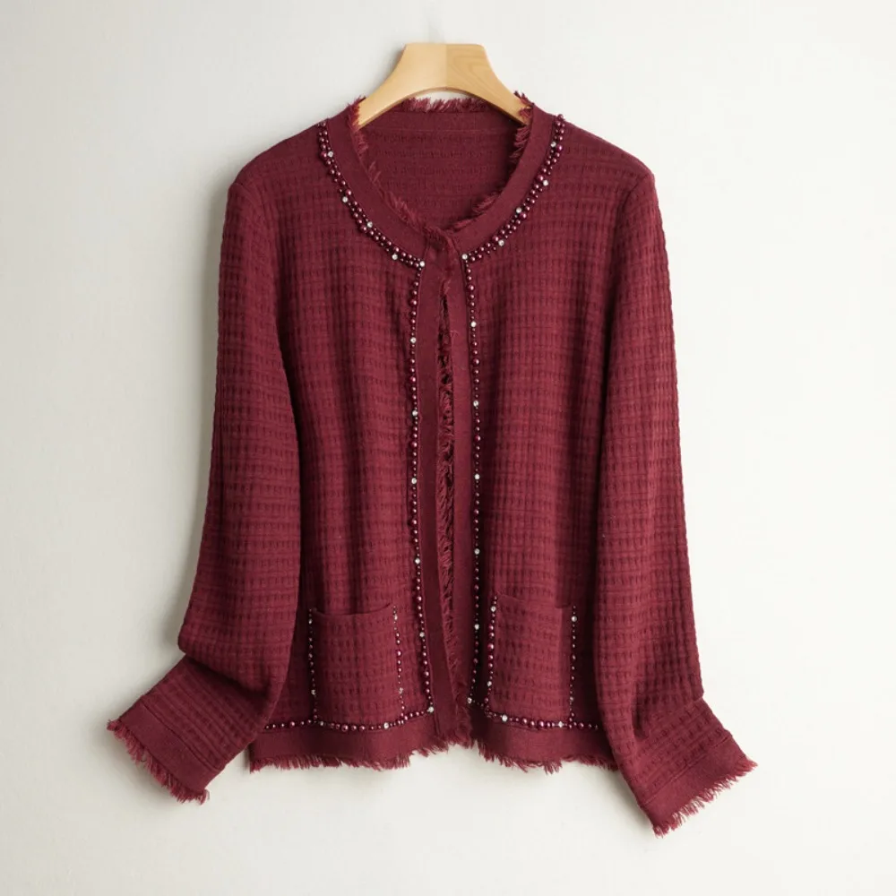 2026 Women's Spring/Autumn Temperament New Style 69% Natural Mulberry Silk 11% Cashmere Round Neck Knitted Long Sleeved Sweater