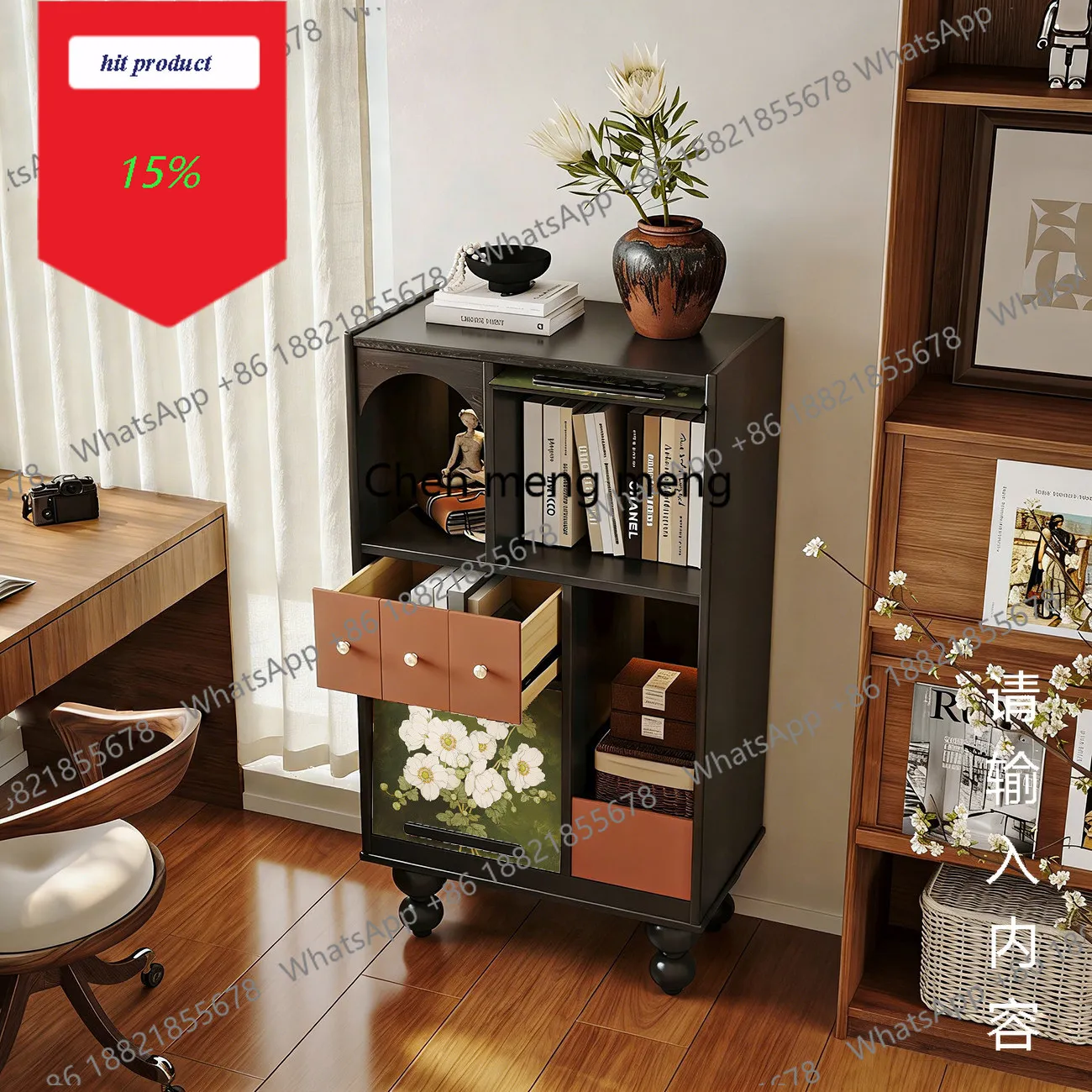 

M02 Solid wood chest cabinet living room study custom painted antique bookcase storage locker