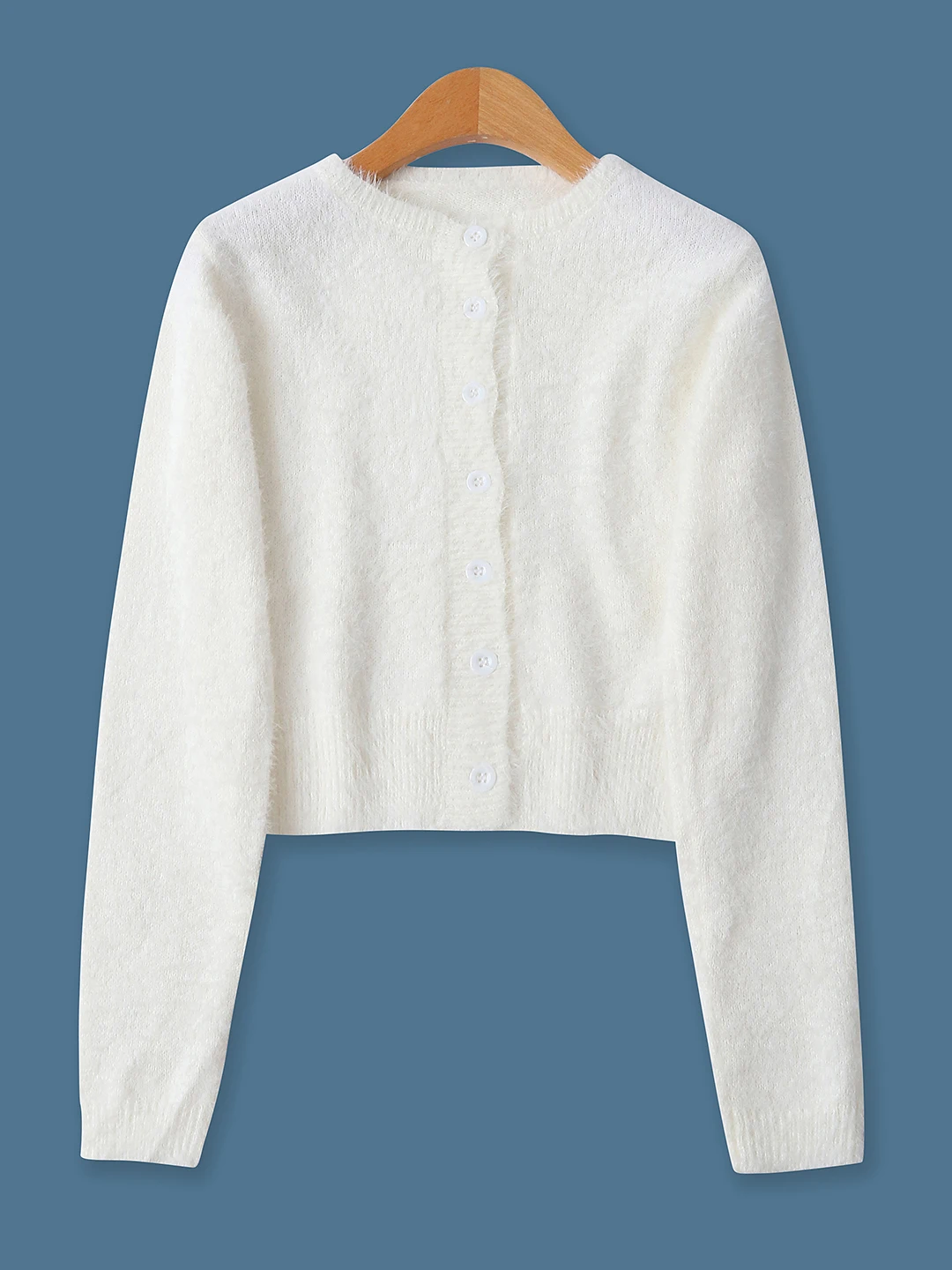 女性のスリムフィットロングスベセーターシングルボタンまたはオープンカーディガンフェイクミンクファーキャンディーカラー秋の新作 Sle 8859