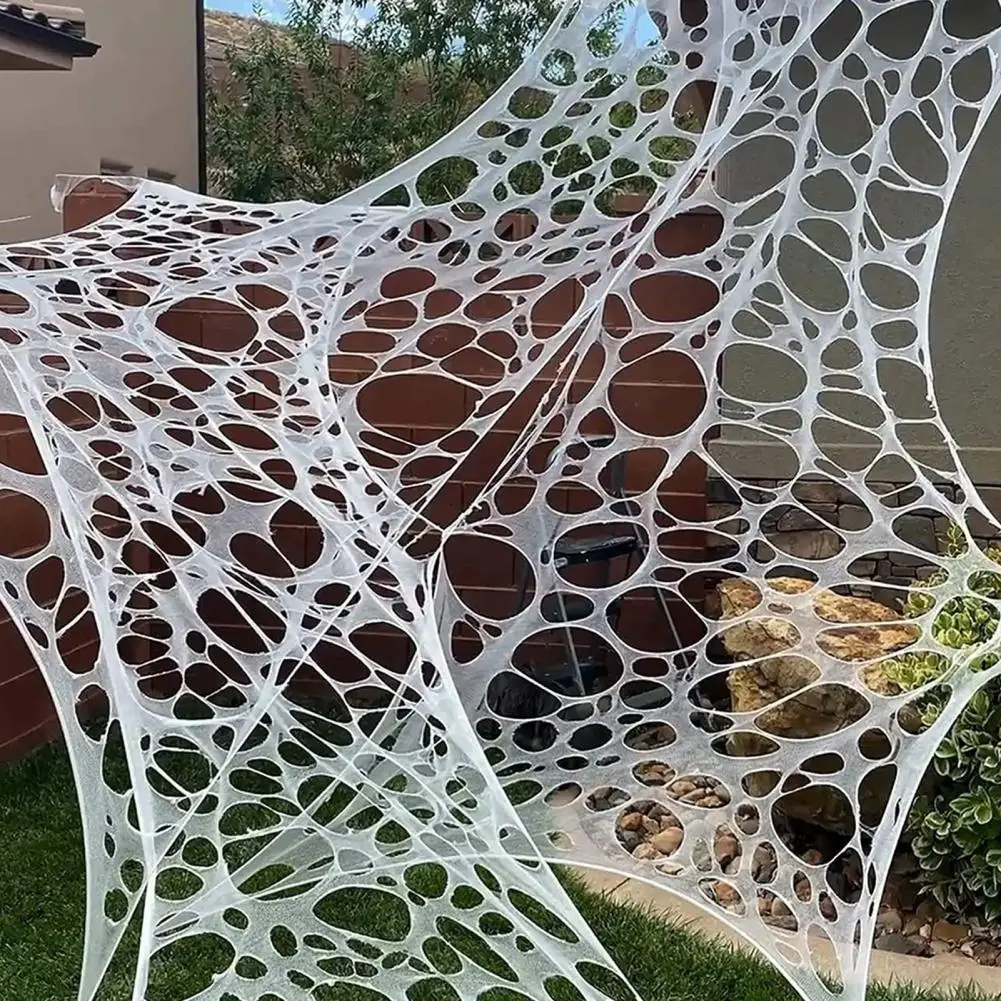 

Washable Spider Web Spider Web Glowing Halloween Spider Web Set Diy Fabric for Outdoor Haunted House Decoration Reusable