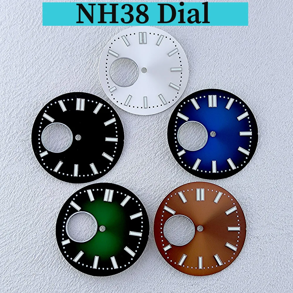 Циферблат NH38, индивидуальный логотип, циферблат часов 30,5 мм, полый циферблат, зеленый светящийся циферблат, подходит для инструментов для ремонта часов с механизмом NH38