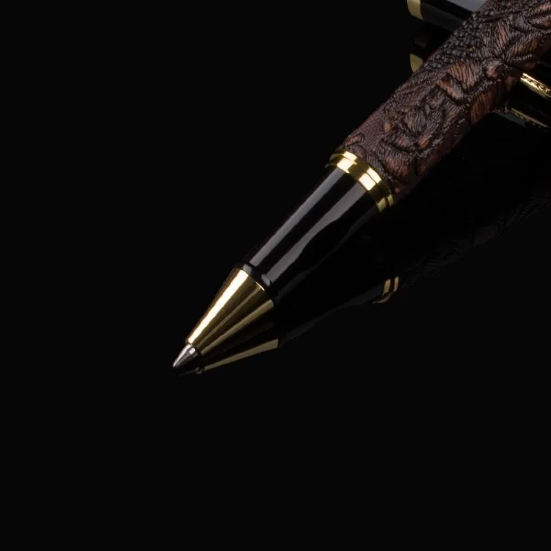 1Pc Golden Pen Roller Ball Dragon Clip Rich Culture Flower Choice Best Gift for Business