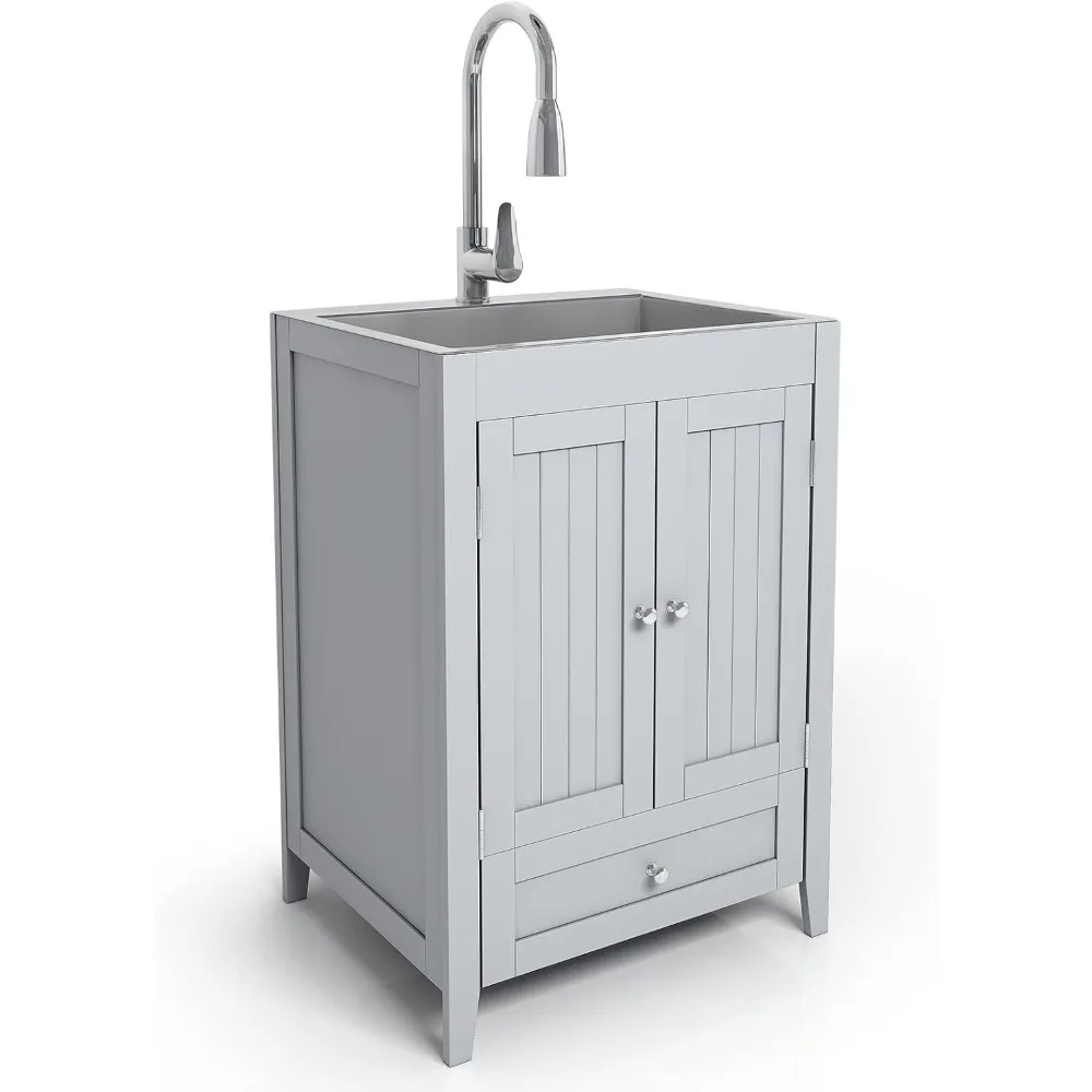 

Drop-In Laundry Utility Sink Combo with Pull-Down Faucet, Stainless Steel Basin