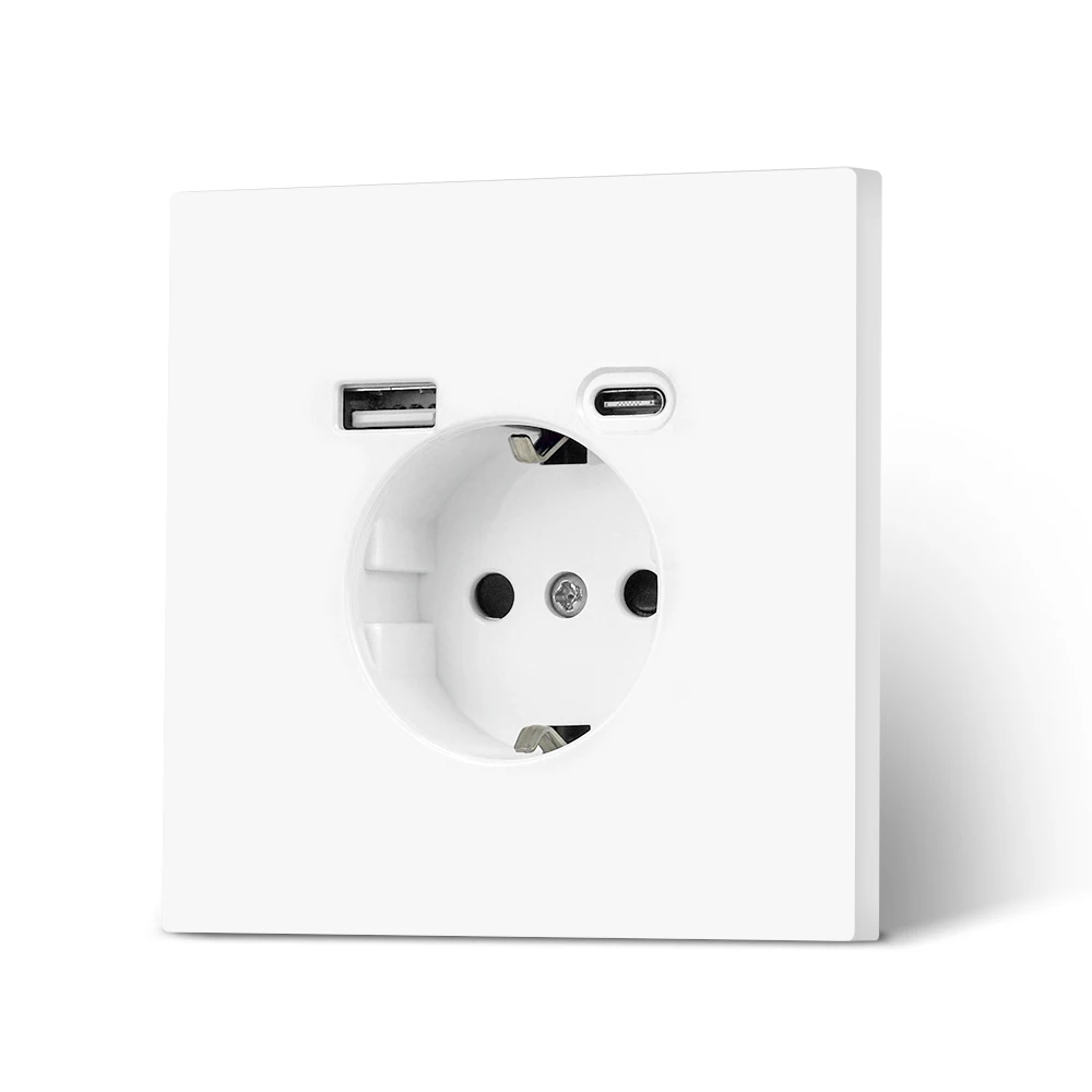 مقبس طاقة USB جداري من SRAN، تيار متردد 110 فولت - 250 فولت، لوحة كمبيوتر 16 أمبير، منفذ قابس كهربائي مدمج على الحائط، مقبس USB قياسي من الاتحاد الأوروبي 2A من النوع C