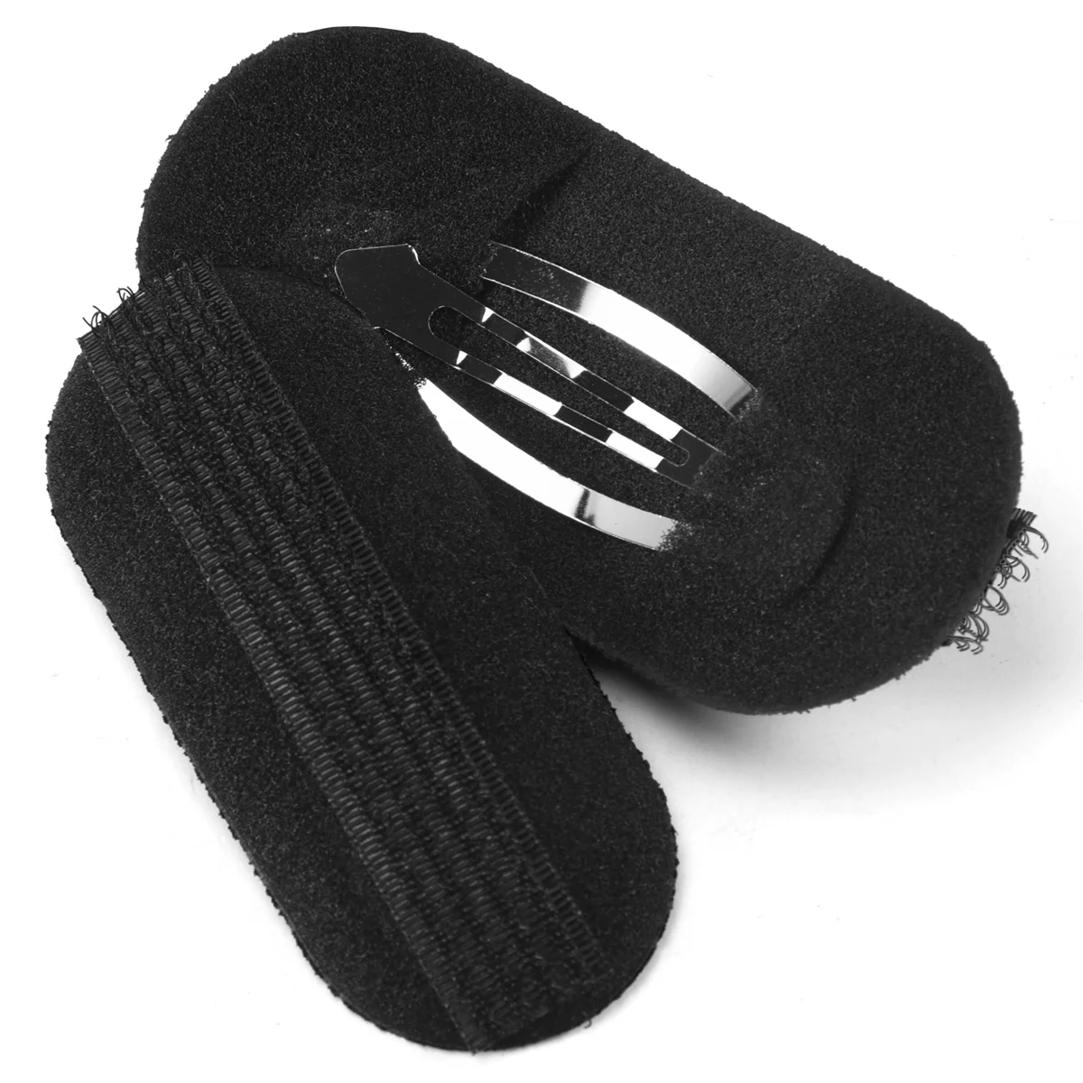 2 peças de esponja preta grampo de cabelo volume Bumpit acolchoado coque UpdoJAS
