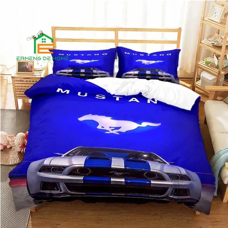 

Mustang Racing Car Pattern Duvet Cover Set Bedding for Aldult Kids Bed Set Game Quilt Cover Comforter Cover Bedding Set