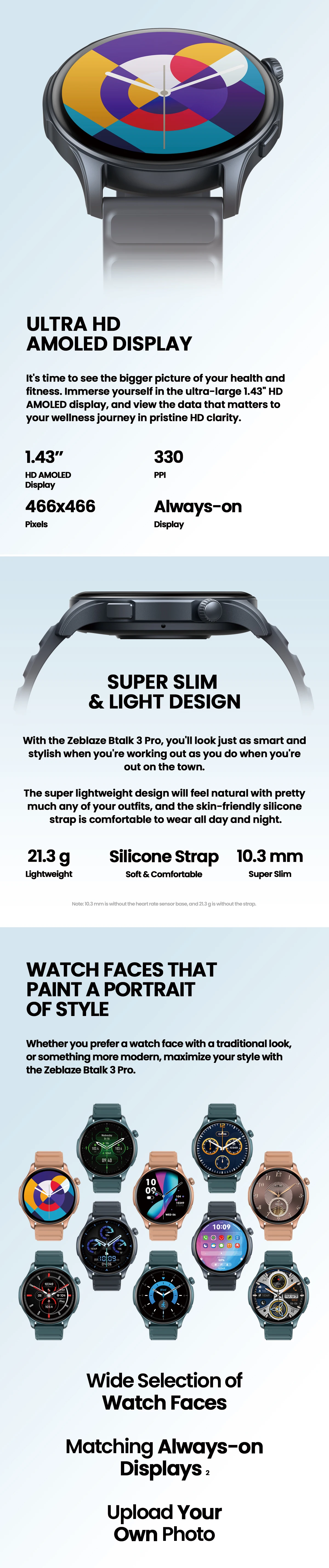 Neue zeblaze btalk 3 pro smart watch 1.43 "amoled display bluetooth telefonate smartwatch gesundheit und fitness tracking – Detail 2