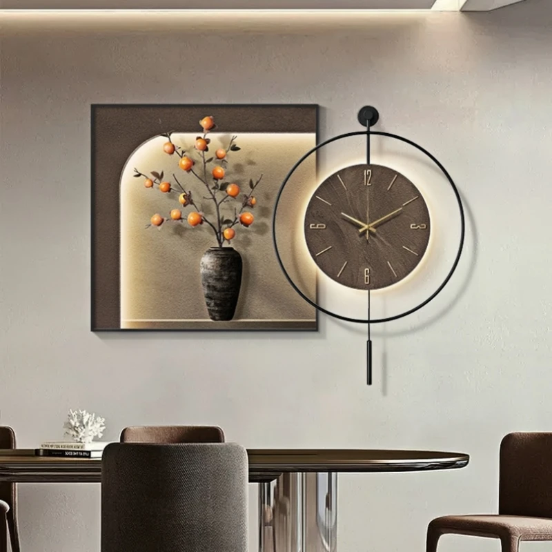 Modern LED Mural Light For Corridor Living Room Kitchen Table Background Hanging Painting With A Clock Wall Lamp Home Decoration