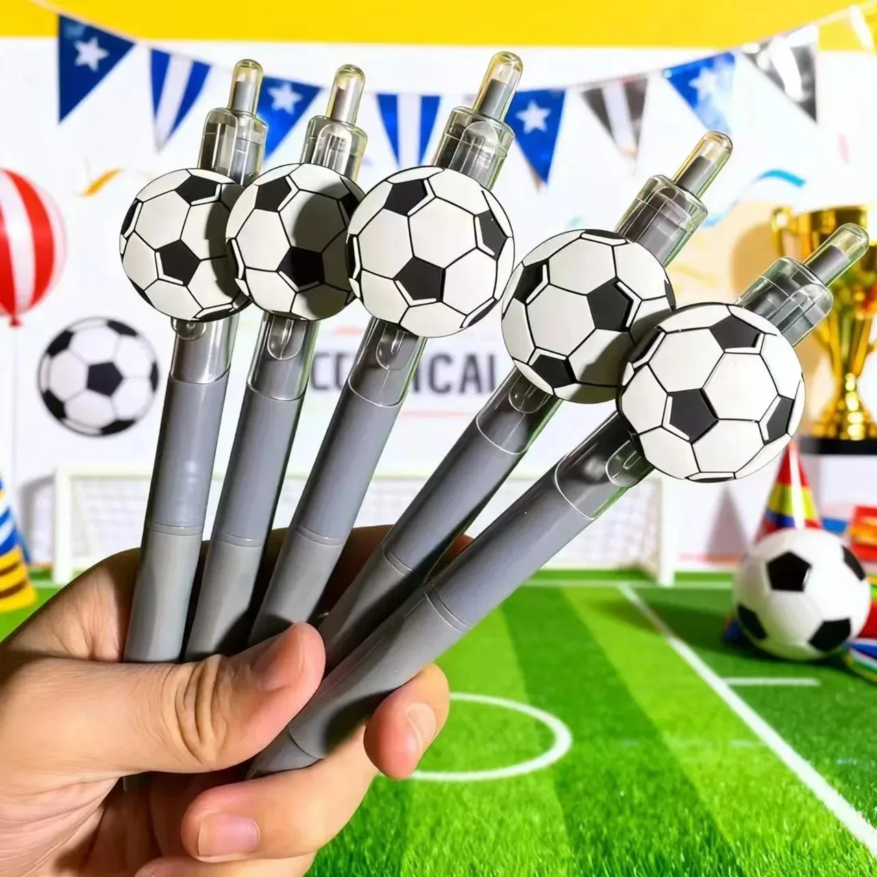 

5 Pcs/Bag Party Gift Cute Football Ballpoint Pen Multi-use Soccer Shape Ink Pens Durable Creative Writing Pens Students
