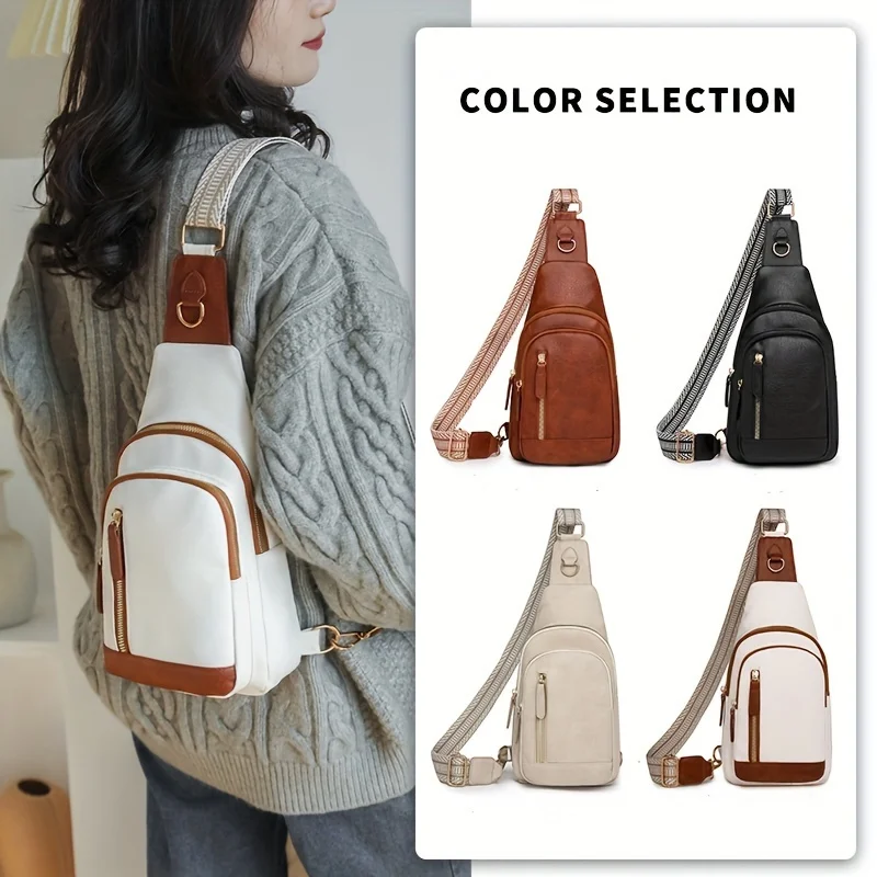 PU Women\'s Chest Bag Single Shoulder Crossbody Bag Large Capacity Backpack Girl\'s Shoulder Bag