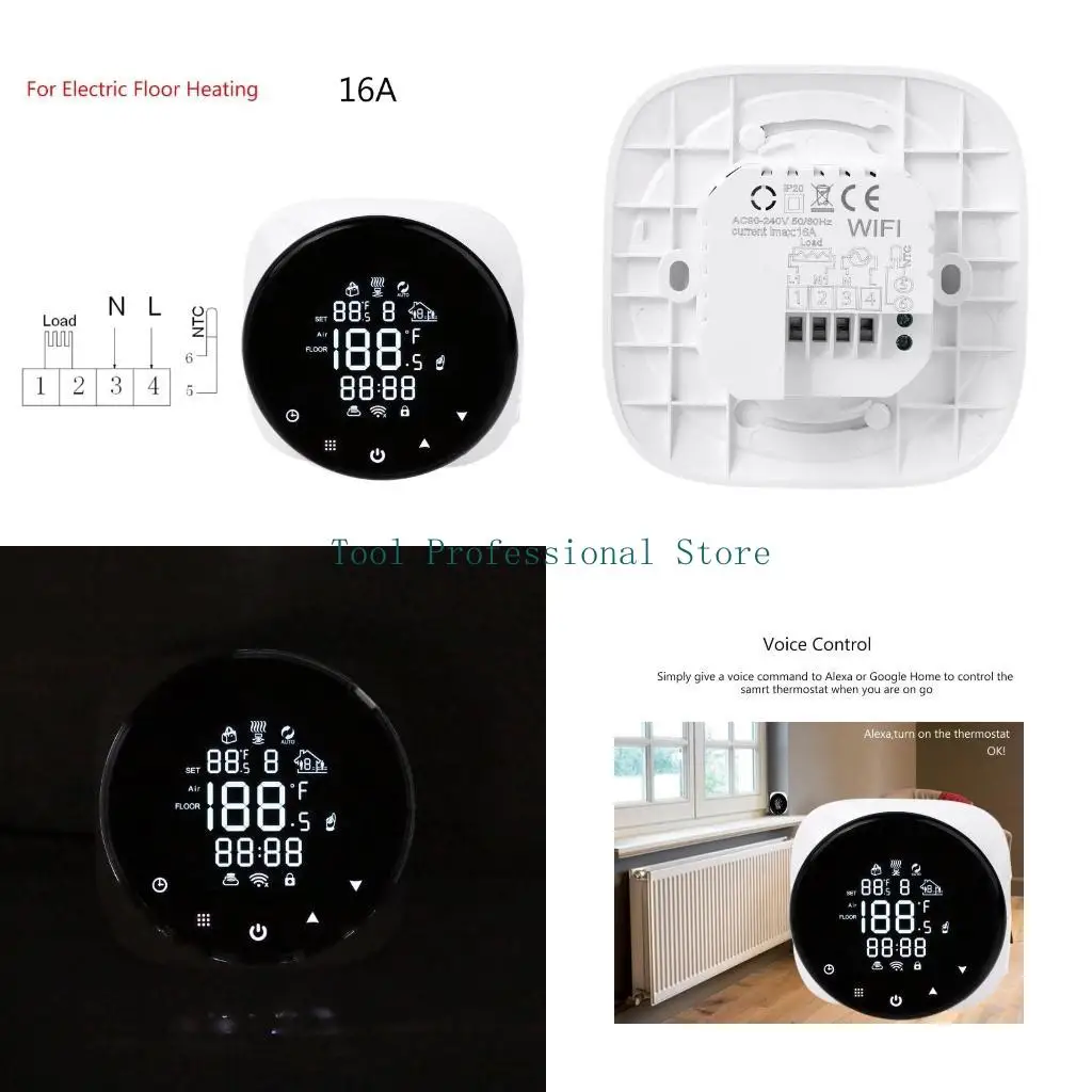 

57qf Tuya для контроллера температуры Thermostat работает с Alexa Google-Assista