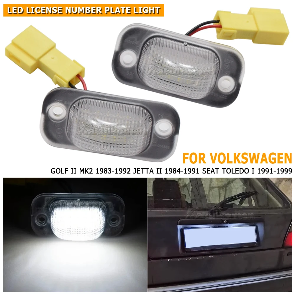 A Pair LED license plate lamp LED number plate light Car Accessories For Seat Toledo I 1 Mk1 VW Golf II 2 Mk2 Jetta II 2 Mk2