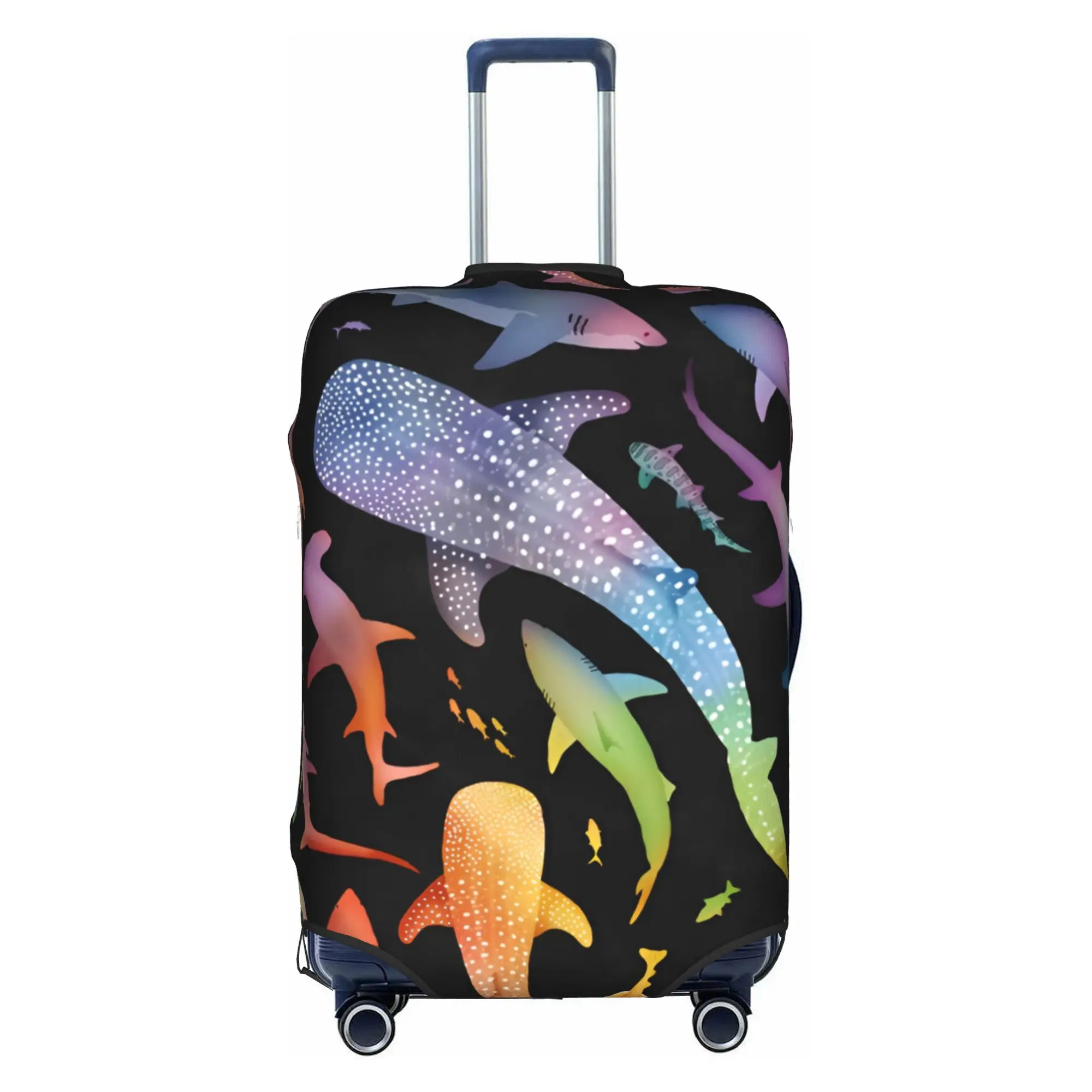 Custom Blue Watercolour Shark Luggage Cover Fashion Monochrome Ocean Animal Suitcase Protector Covers Suit For 18-32 inch