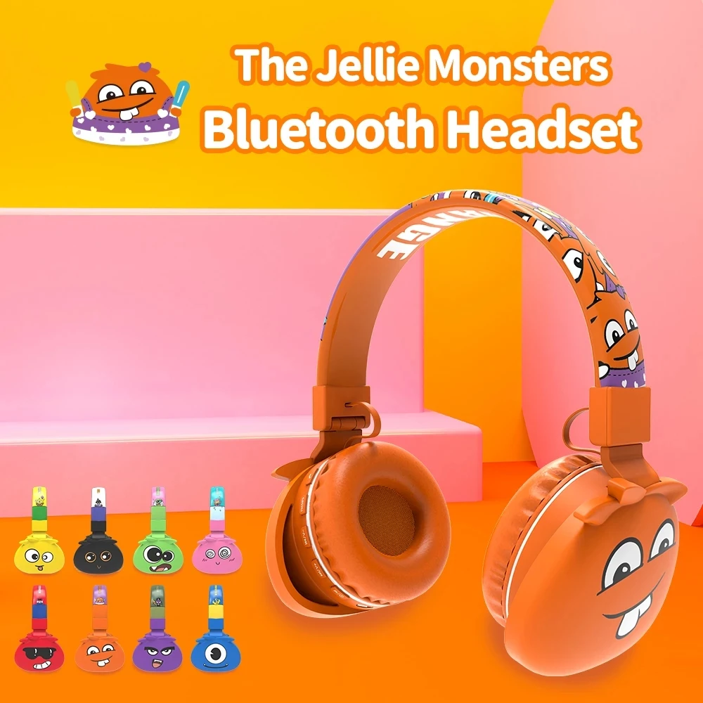 Mới Hoạt Hình Tai Nghe Không Dây Bluetooth Gập Stereo Dễ Thương Quái Vật Tai Nghe Cho Iphone Xiaomi Điện Thoại Trẻ Em Bé Trai Bé Gái Tặng