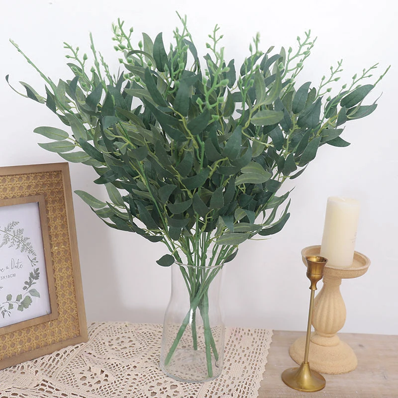 الحرير الاصطناعي أوراق الصفصاف النباتات المنزل في الهواء الطلق حديقة الديكور أوراق نباتية وهمية حفل زفاف جارلاند الديكور الحلي #3